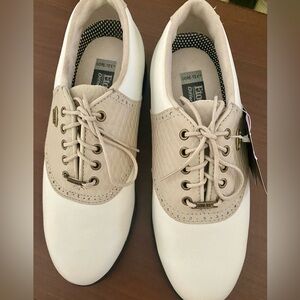 Gore-Tex Etonic White and Tan Golf Shoes